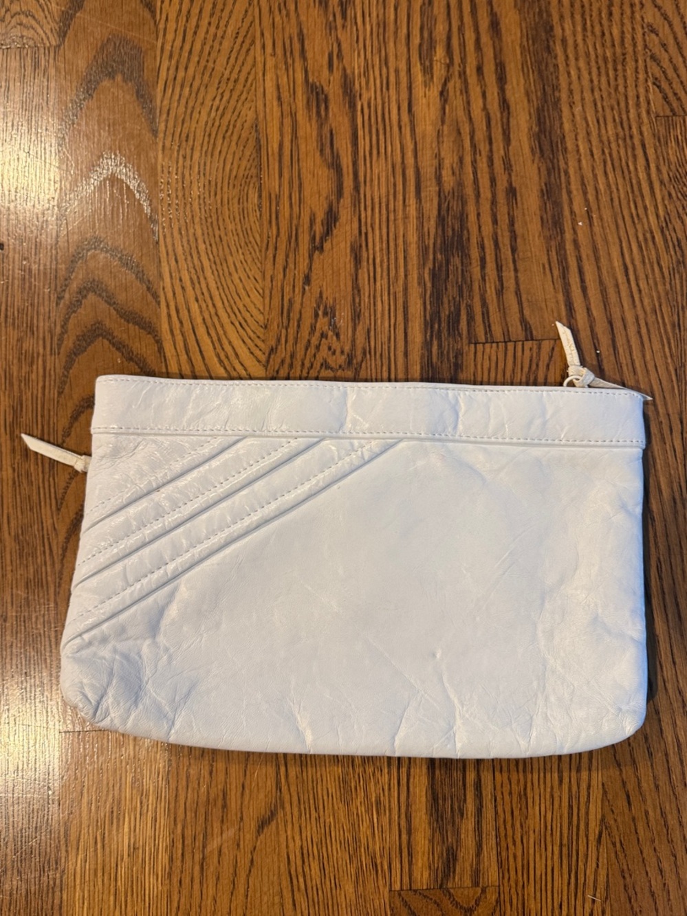 Vintage Bechamel White Leather Zip Clutch